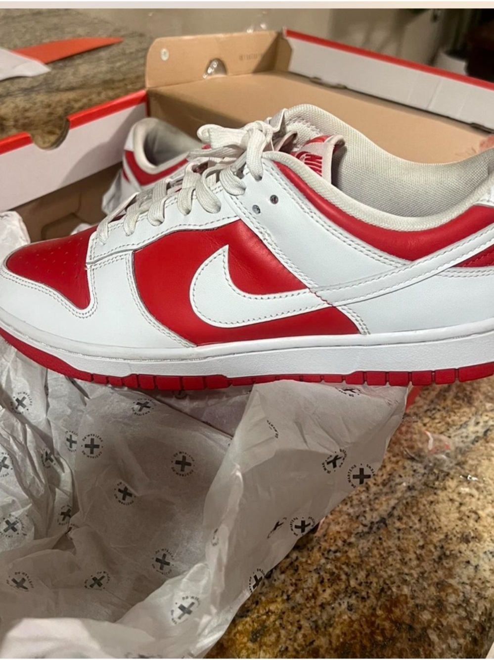 Nike Low-Top Leather Sneakers in White and Red